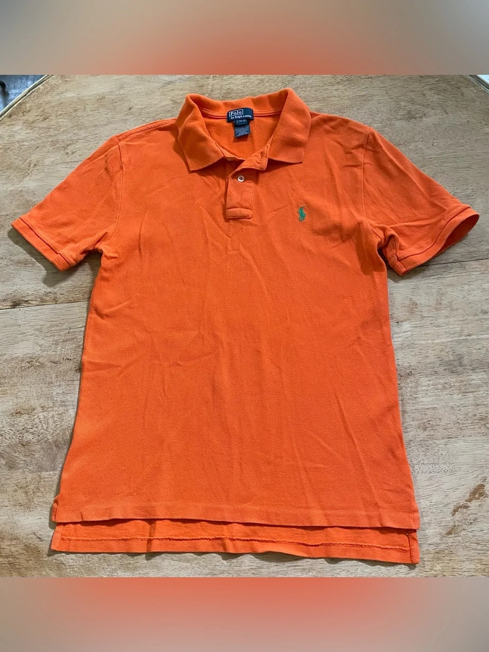 Vintage Polo Ralph Lauren Big Boys’ Sz L (14-16) Orange Iconic Mesh Polo Shirt